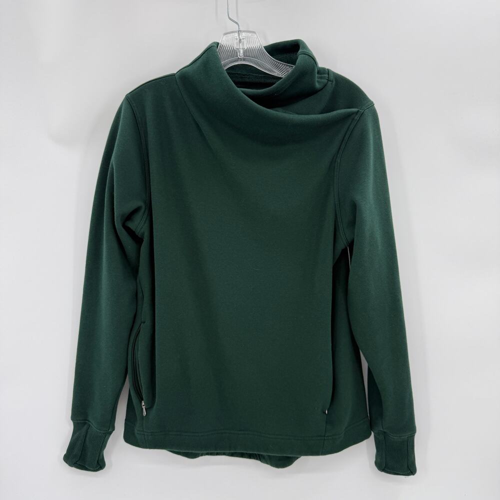 ATHLETA Cozy Karma Twist Neck Sweatshirt Size S Hunter Green Pullover Lux Soft